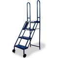Tri Arc Manufacturing 4 Step Folding Rolling Ladder Stand - Perforated Tread - KDMF104166 KDMF104166